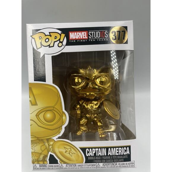 Funko Pop Marvel The First Ten Years #377 Gold Chrome Captain America - Picture 1 of 7